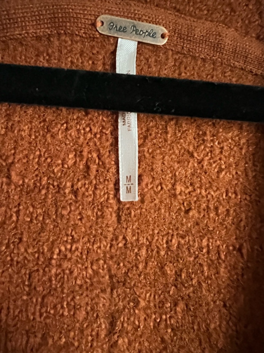 Free People Textured Deep Rust V-Neck Sweater - Picture 3 of 4